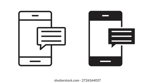 Text message icon. Monochrome simple icons for templates, web design