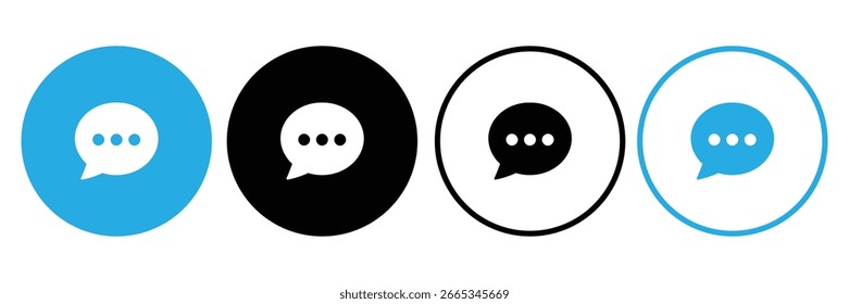 text message icon set vector on white background. chat, message, text, bubbles, speech, talk, messaging, flat, dot, user, conversation, app, private, software, website, symbol.