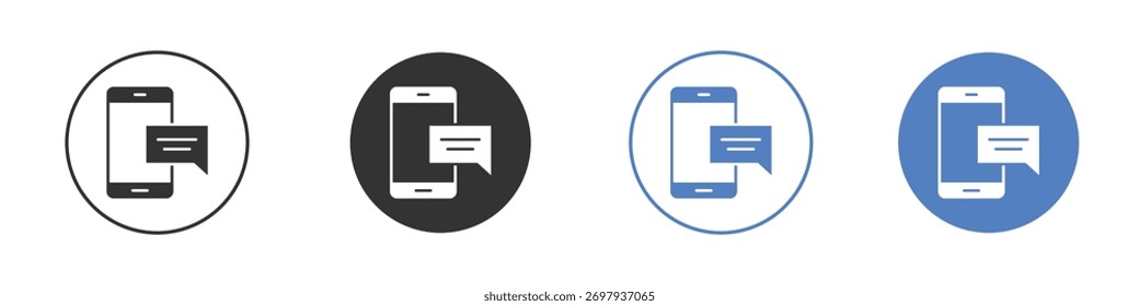 Textnachricht-Symbol. Silhouette Icon in schwarz-weißem Flat Style. EPS10