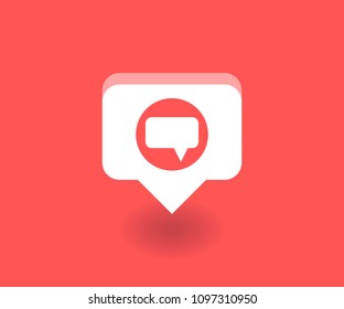 Text message icon, vector symbol in flat style isolated on red background. Social media illustration.