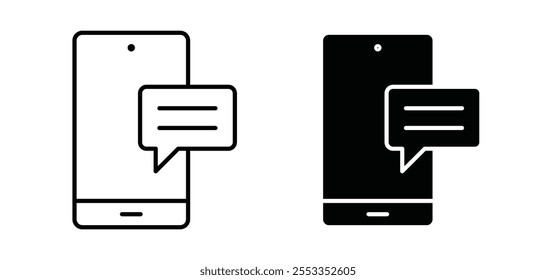 Text message icons in black filled and outlined style