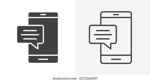 Text message icons. flat and line style set