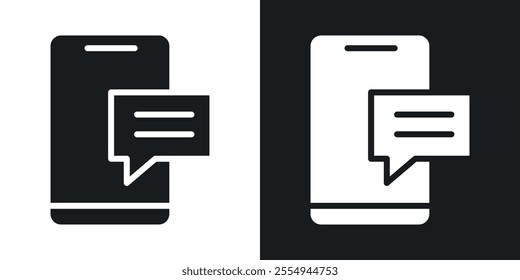 Text message icons in solid black and white colors