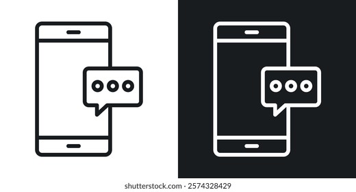 Text message icons in thin black and white stroke liner style