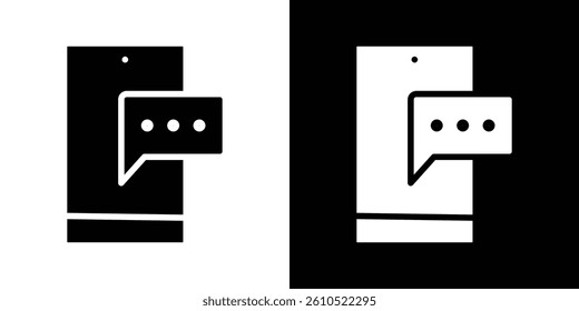 Text message icons vector set in solid flat style