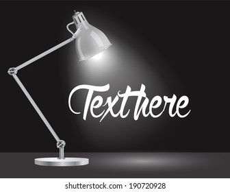 Text message illuminated with light projector realistic vector illustration, advertisment template