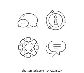 Text message line icon. Chat bubble, info sign elements. Chat comment sign. Speech bubble symbol. Linear text message outline icon. Information bubble. Vector