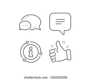 Text message line icon. Chat bubble, info sign elements. Chat comment sign. Speech bubble symbol. Linear text message outline icon. Information bubble. Vector