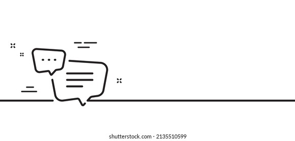 Icono de línea de mensaje de texto. Signo de comentario de conversación. Símbolo de burbuja de voz. Fondo mínimo de la ilustración de línea. Banner de patrón de icono de línea de mensaje de texto. Concepto de plantilla web blanca. Vector