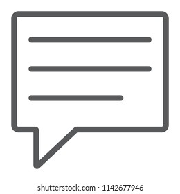 Text message line icon, dialog and chat, soeech bubble messgae sign, vector graphics, a linear pattern on a white background, eps 10.