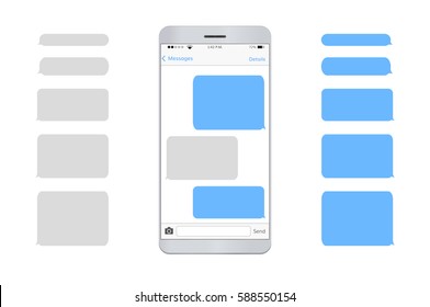 Text Message Mobile Phone. Empty Messaging Bubles. Smartphone With Dialog Boxes 