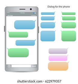 Text Message Mobile Phone. Empty Messaging Bubles. Smartphone With Dialog Boxes