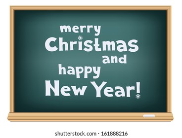 Text message on the school blackboard that represent the holidays