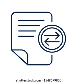 Text message sending monochrome linear icon. Notes exchange color thin line pictogram