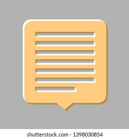 Text message sign illustration. Emboss effect with light orange icon on gray background.