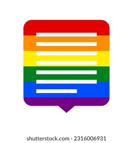 Text message sign illustration. Rainbow gay LGBT rights colored Icon at white Background. Illustration.