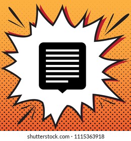 Text message sign illustration. Vector. Comics style icon on pop-art background.