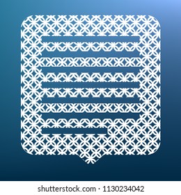 Text message sign illustration. Vector. White textured icon at lapis lazuli gradient background.