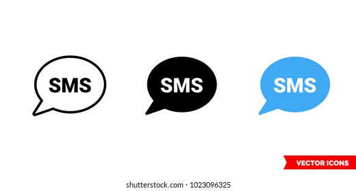 Text message symbols icon of 3 types: color, black and white, outline. Isolated vector sign symbol.