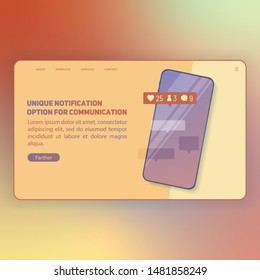 Text message website layout icon for marketing design. Mobile phone. Retro background. Phone symbol. Vector website template. Send a message to the screen. Blank template. Navigation vector layout.