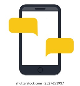 Mensajes de texto mostrados en la pantalla de un smartphone con burbujas de chat vibrantes en un entorno digital
