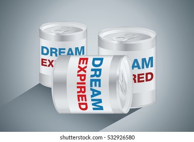 Text messages dream expired on silver can. This illustration meaning too long for make something to expect.