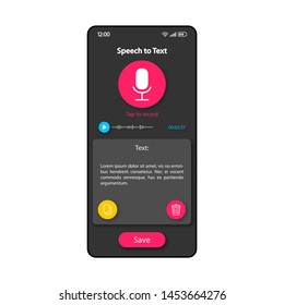 Text messages generator smartphone interface vector template. Mobile app page color design layout. Speech to text transformer screen. Flat UI for application. Spoken phrases converter phone display