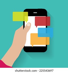 Text Messaging Flat  Concept Vector Illustration