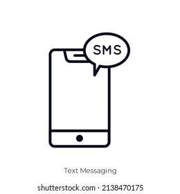 Icono de Mensajes de texto. Diseño de icono de estilo de esquema aislado en fondo blanco
