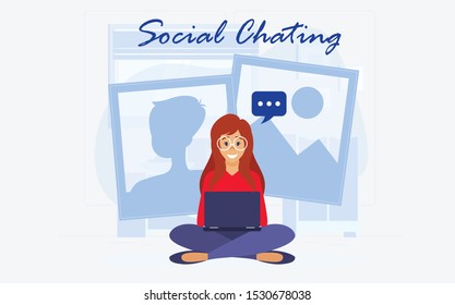 Text messaging Illustration Concept, send and receive messages. Modern flat design concept for Landing page website, mobile apps, banner poster, flyer brochure, web print document.