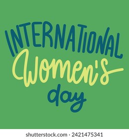 Text minimal banner International Women's Day. Handwriting Happy Women's Day inscription. Hand drawn vector art.
