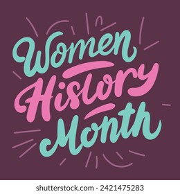 Text minimal banner Women History Month. Handwriting Women History Month inscription. Hand drawn vector art.