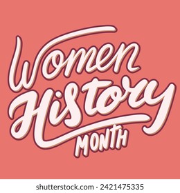 Text minimal banner Women History Month. Handwriting Women History Month inscription. Hand drawn vector art.