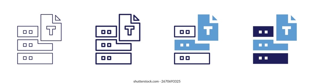 Text mining icon in 4 different styles. Thin Line, Line, Bold Line, Duotone. Duotone style. Editable stroke.