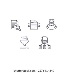 Text Mining icon. Data Extraction icon. Information Retrieval icon.