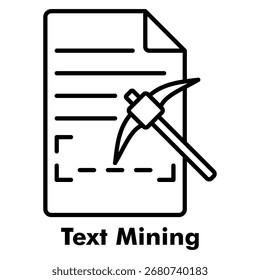 Text Mining Outline Icon Vector Illustration