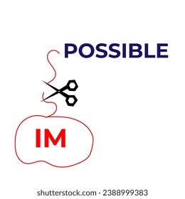 text mission impossible design vector template, turning the impossible into the possible
