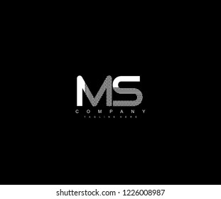 Text MS Letter Monogram with Dots List Pattern Logo Design