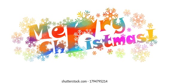 Text multi-colored Merry Christmas. Vector illustration