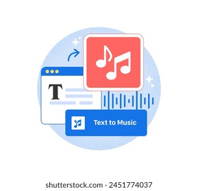 Text to Music icon. Typing Icon turns into a Melody. Simple vector illustration