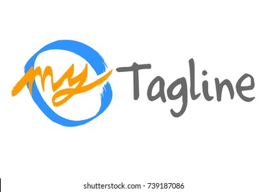 Text "My", Template for Element Design of your Tag line, Isolated on White
