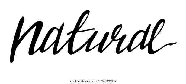 the text "natural".vector illustration hand lettering isolated on white background