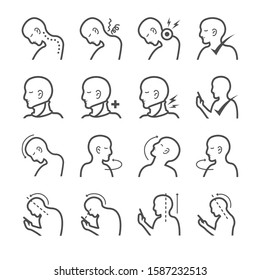 Text neck syndrome vector icons