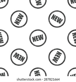 Text NEW in circle, repeated on white background
