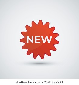 Text new on the round label in flat design template