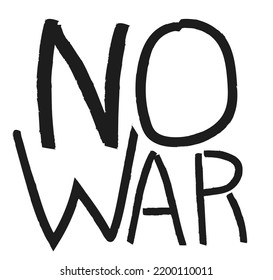 Text NO WAR in black grunge font on white background