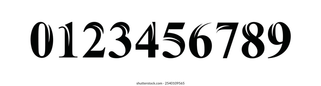 Texto Número 1 a 10 Design do logotipo. Fonte Serif De Modelo De Vetor De Tipografia.