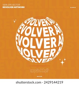 Text on 3d Round shape Element. Revolver Text Art