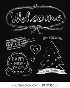text on chalkboard, vector illustration.