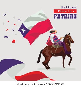 The Text On Image Means: Patriotic Holidays. Chile Man With Horse